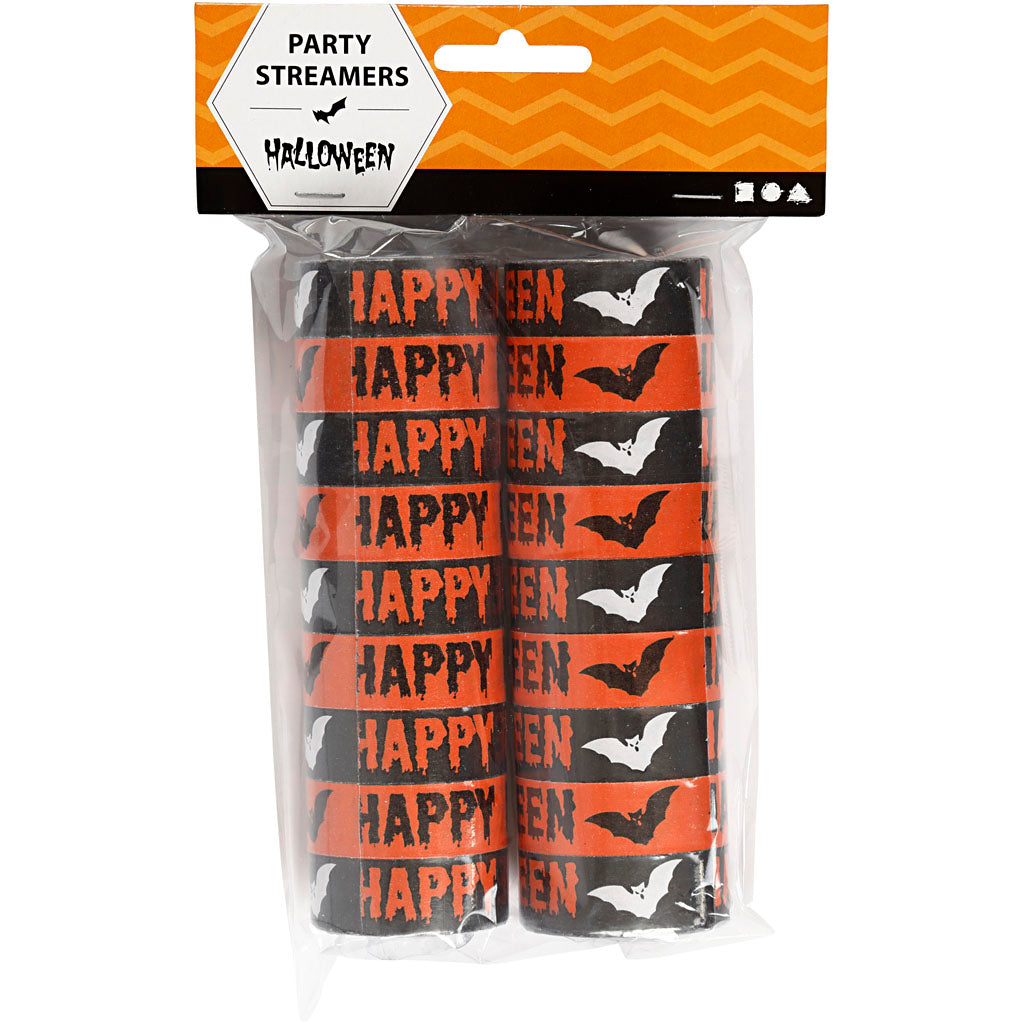 Serpentins Creativ company, noir, orange, 2 rouleaux 1 boîte