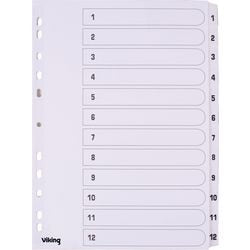 Onglets mylar 1-12 od carton a4 190g m2 12 pièces blanc