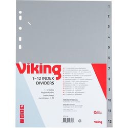 Onglets pp a4 1-12 gris 11 trous 120 microns