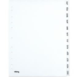 Onglets office depot pp a4 120microns blanc 11 trous janvier-décembre