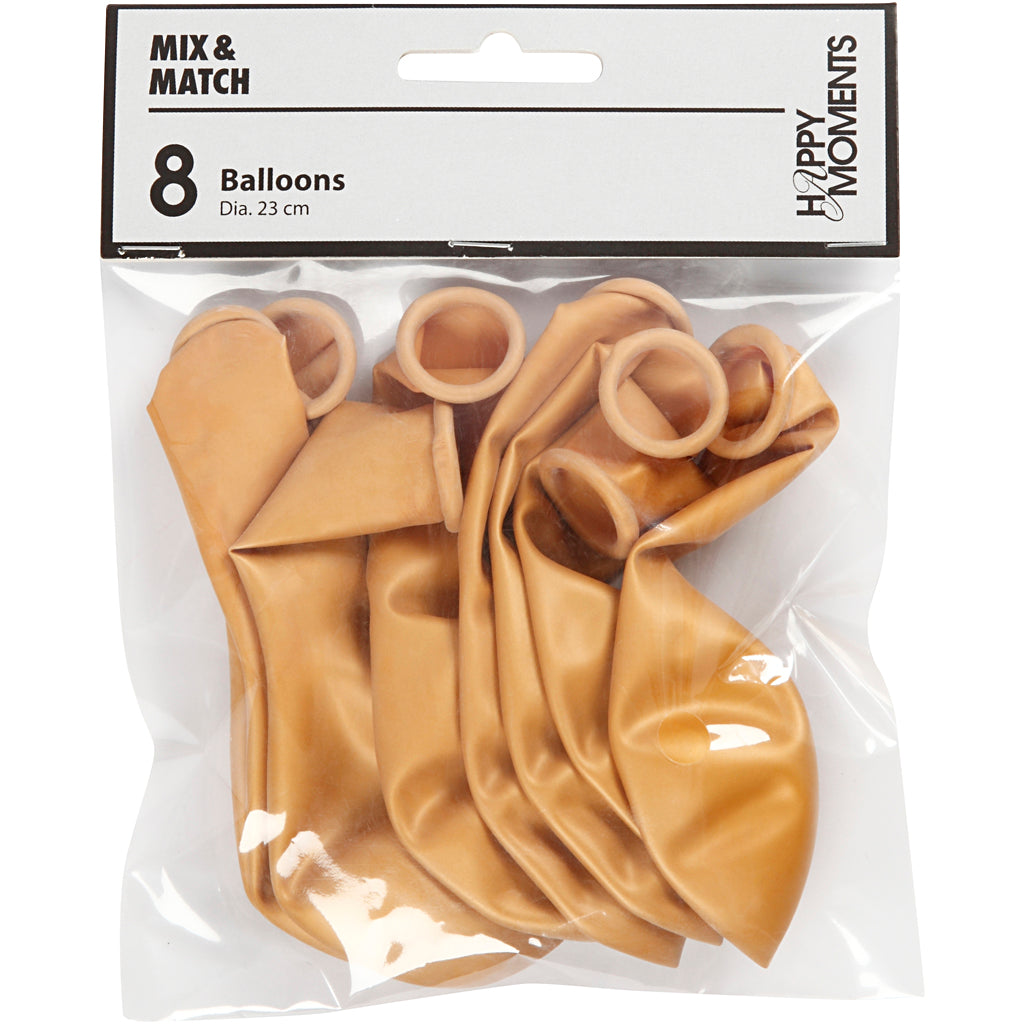 Ballons Creativ company, ronds, d 23 cm, dorés, 8 pièces 1 boîte