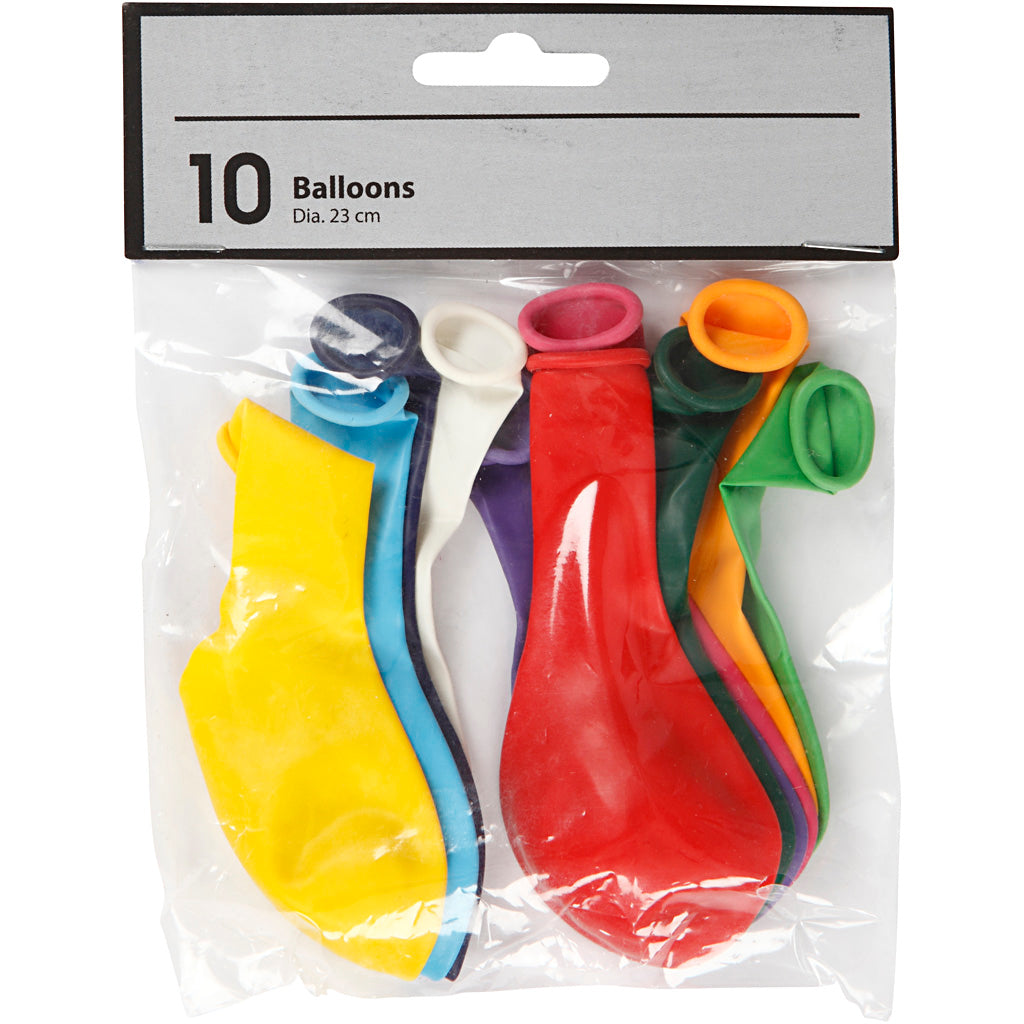 Ballons Creativ company, ronds, d 23 cm, différentes couleurs, 10 pièces 1 boîte