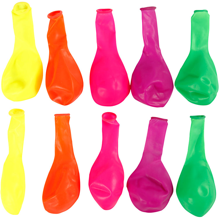 Ballons Creativ company, ronds, d 23 cm, couleurs néon, 10 pièces 1 boîte