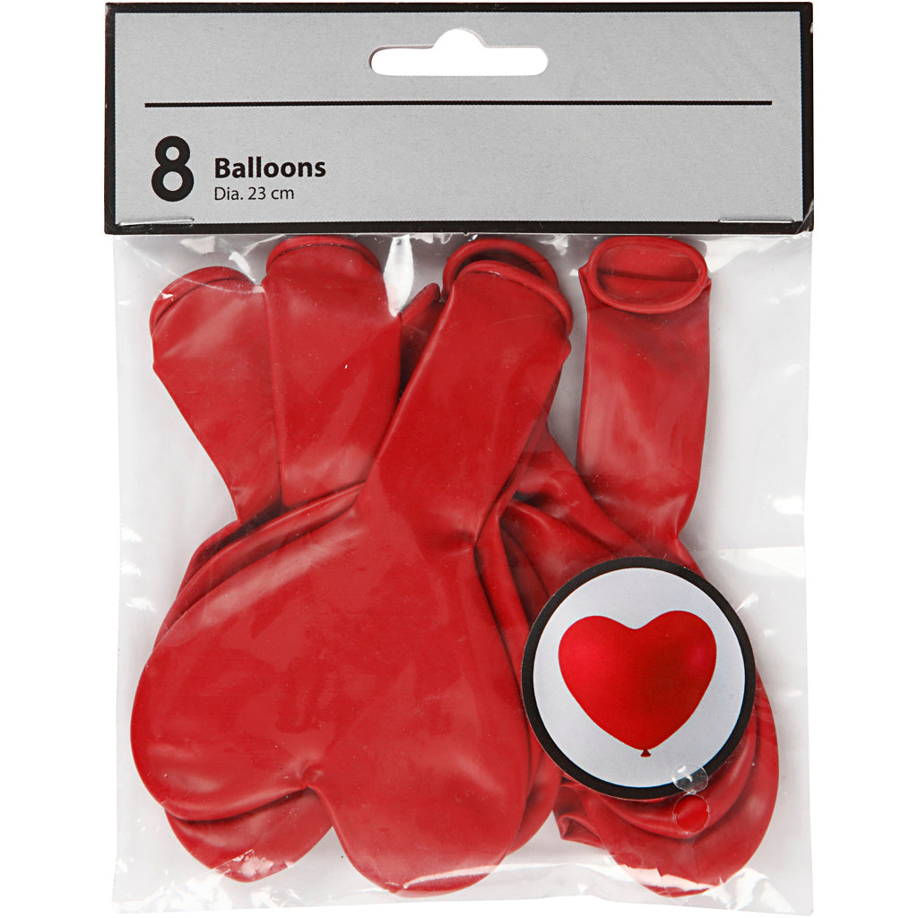 Ballons Creativ company, coeur, rouge, 8 pièces 1 boîte