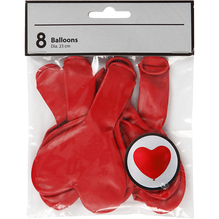 Ballons Creativ company, coeur, rouge, 8 pièces 1 boîte
