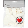 Ballons Creativ company, coeur, blanc, 8 pièces 1 boîte