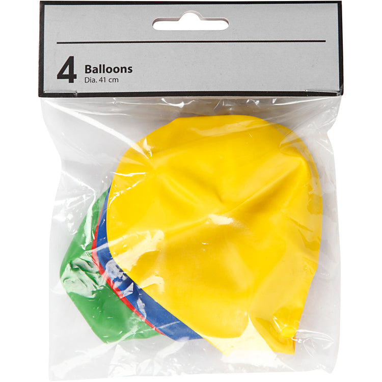Ballons Creativ company, giga, d 41 cm, bleu, vert, rouge, jaune, 4 pièces 1 boîte