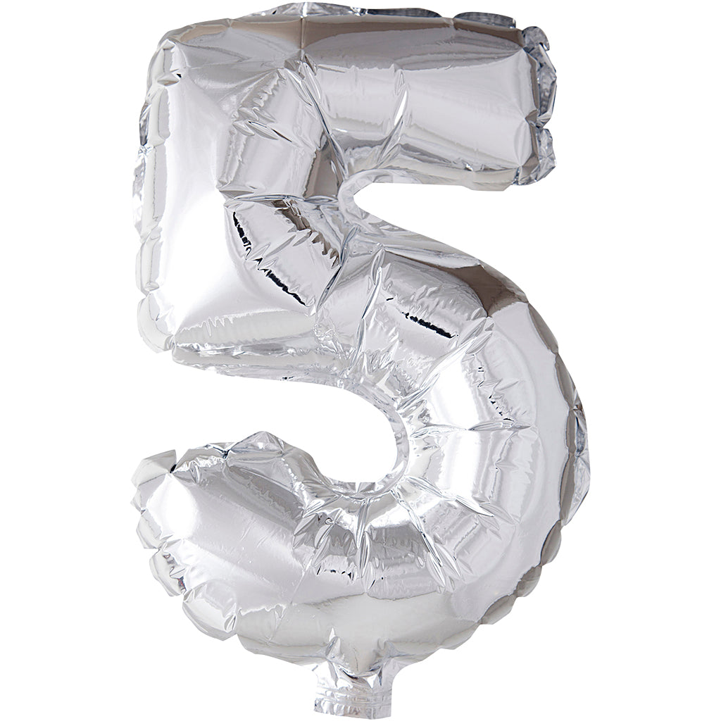 Ballon en aluminium Creativ company, 5, h : 41 cm, argent, 1 pièce