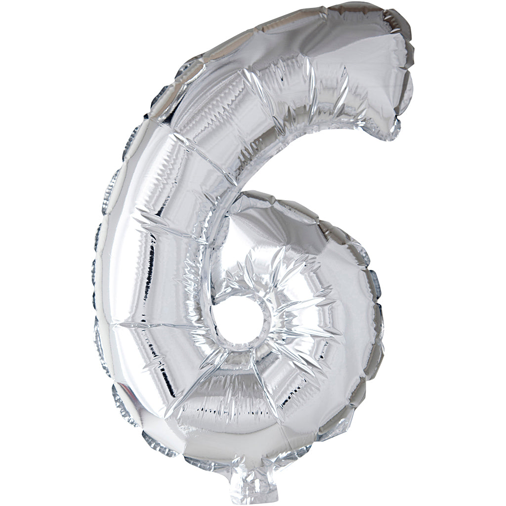 Ballon en aluminium Creativ company, 6, h : 41 cm, argent, 1 pièce