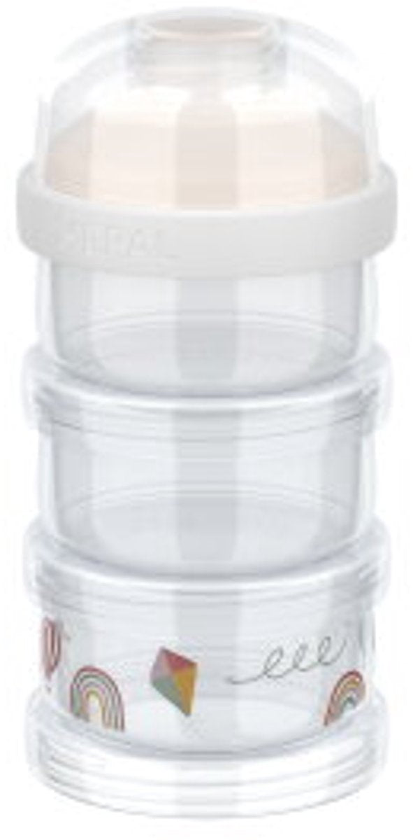 Tour de lait en poudre Mepal mio 3 pièces - 360 ml - joint hermétique avec bouchon shaker - stockage et dosage multifonctionnels - arc-en-ciel ensoleillé
