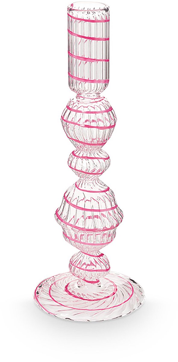 Pip studio - chandelier - accessoires pour la maison - bougeoir rose - tourbillon en verre - 22 cm