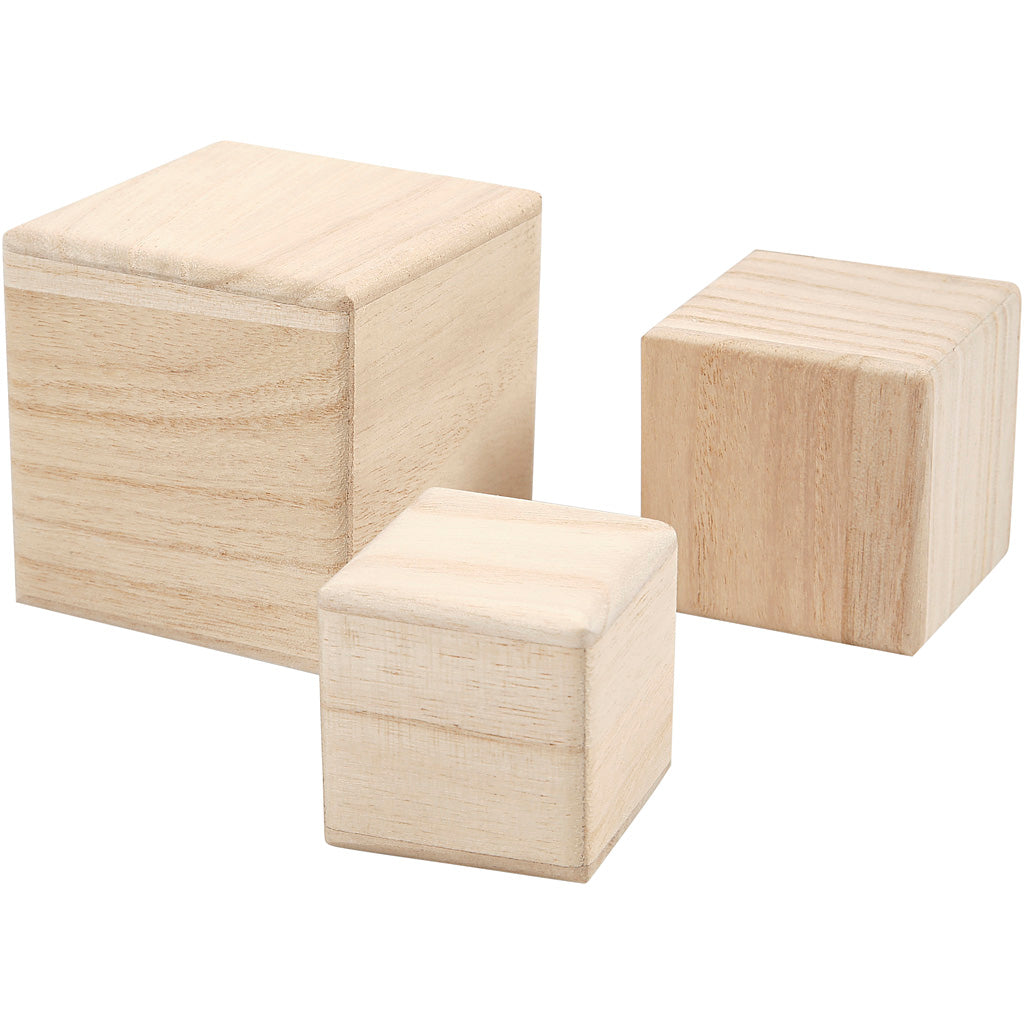 Cutiv Company Cubes en bois, ensemble de 3
