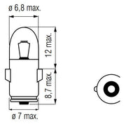 Lampe Bosma 12V-1.2W BA7S - afbeelding 2