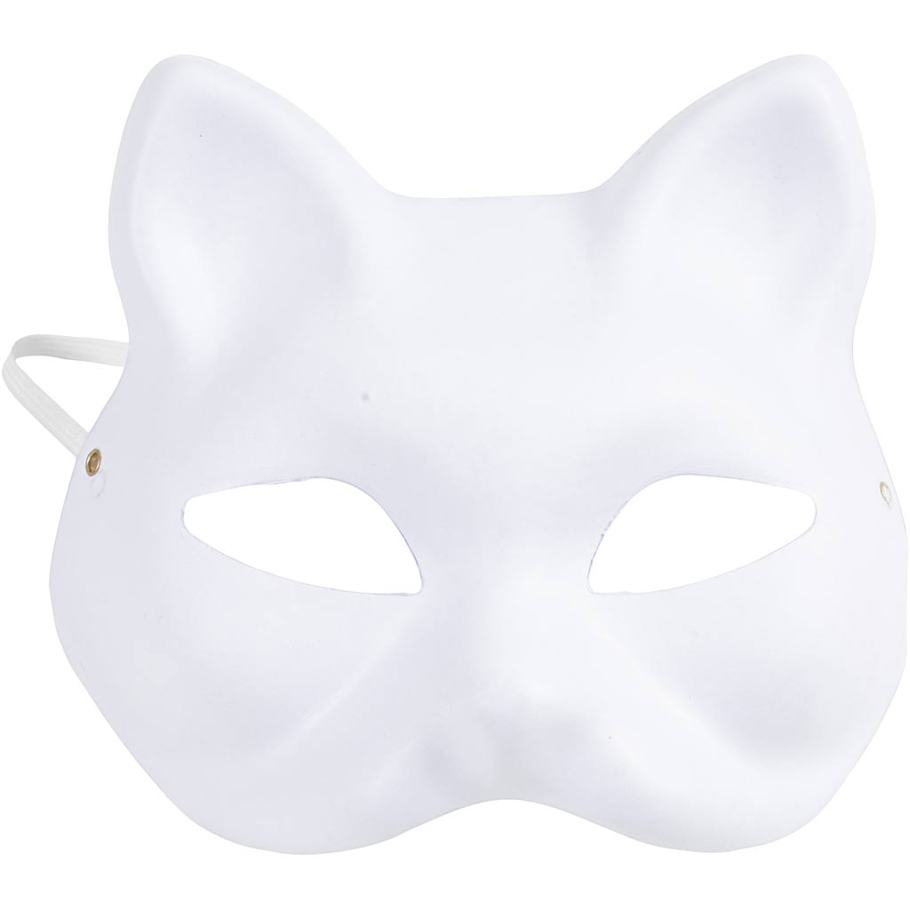 Masque de chat Creativ company, h : 17,5 cm, l : 18,5, blanc, 1 pièce