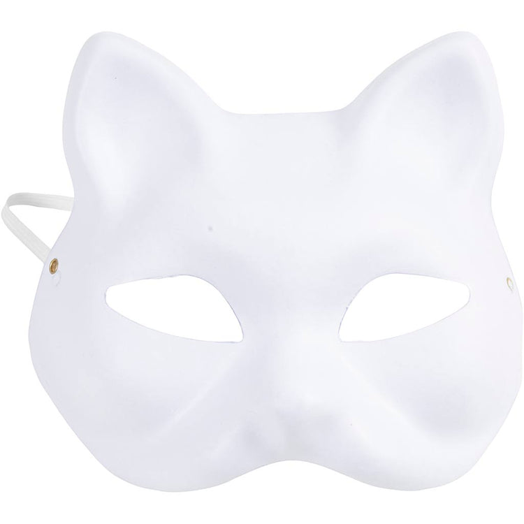 Masque de chat Creativ company, h : 17,5 cm, l : 18,5, blanc, 1 pièce