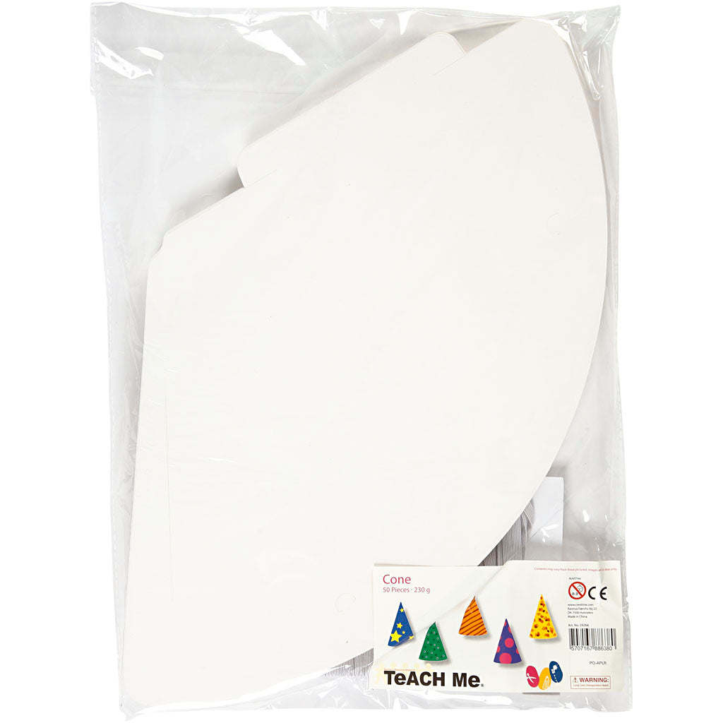 Cône Creativ company, h : 23 cm, d 16,5 cm, 230 g, blanc, 50 pièces 1 boîte