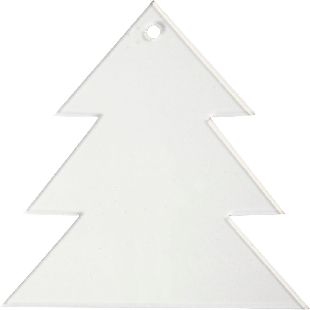 Pendentifs en acrylique Creativ company, sapin de Noël, h: 8 cm, épaisseur 2 mm, 5 pièces 1 boîte