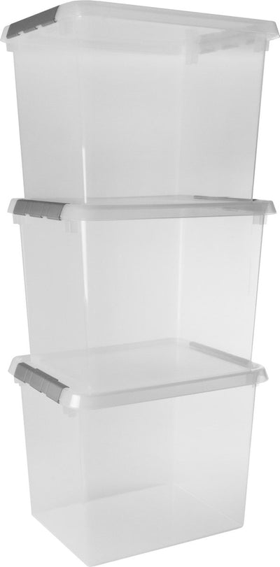 Boîte de rangement Sunware Comfort Line 52l - lot de 3 - 50x40x38 cm - transparent