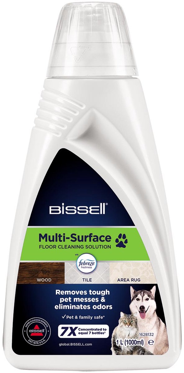 Nettoyant pour sols multi-surfaces pour animaux de compagnie Bissell 1 l - adapté au spinwave à ondes croisées - nettoyant pour sols avec febreze - élimine les taches et les odeurs d'animaux - sans danger pour le carrelage et le bois - 2550