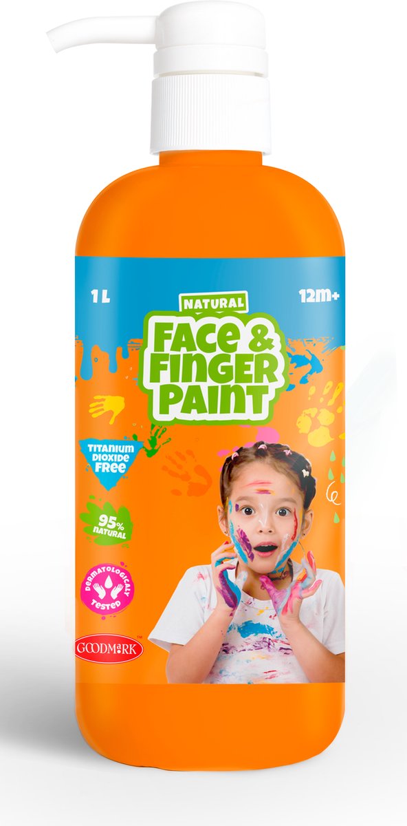 Boti Natural Face Fingerpaint Bottle avec pompe orange, 1L