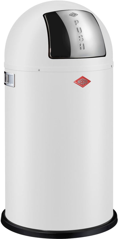 Poubelle pushboy Wesco | 50 litres | métal - blanc mat | poubelle - fabriquée en Allemagne