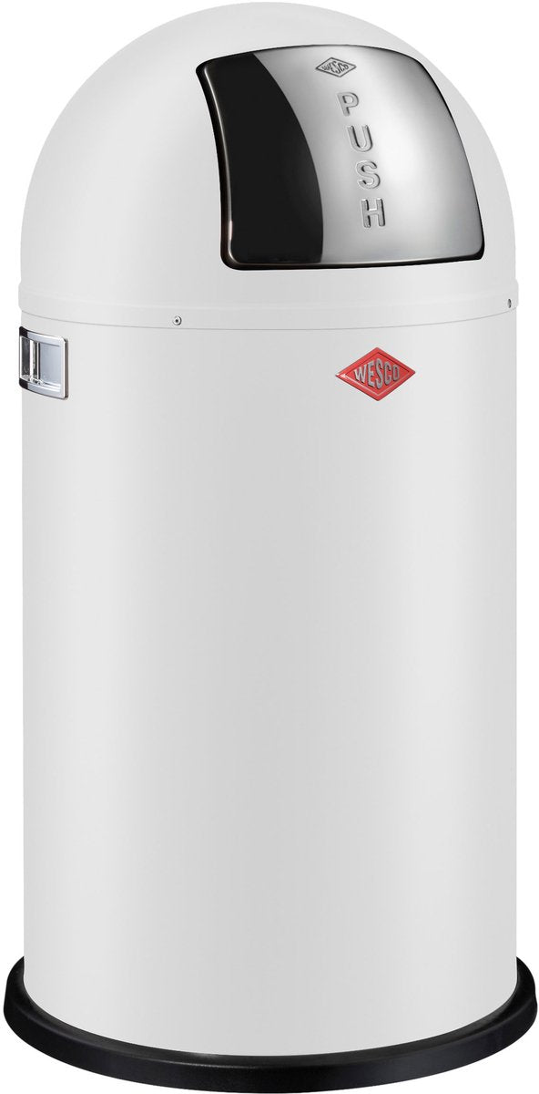 Poubelle pushboy Wesco | 50 litres | métal - blanc mat | poubelle - fabriquée en Allemagne