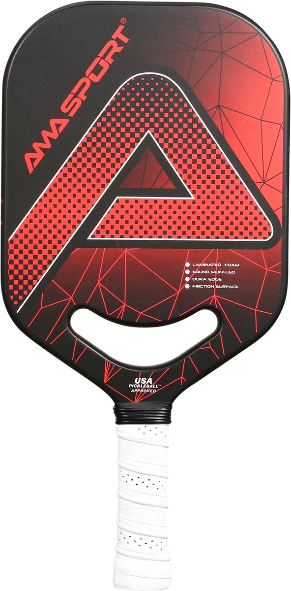 Pagaie de pickleball Ama sport pp001-c1r rouge noir – surface graphite – noyau 20 mm – poignée forgée aero-duraedge cx –