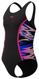 Maillot de bain 1 pièce de sport fille Speedo h-boom splice muscleback - noir rose