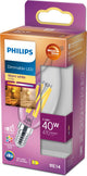 Bougie LED Philips transparente - 40 W - E14 - lumière blanc chaud dimmable