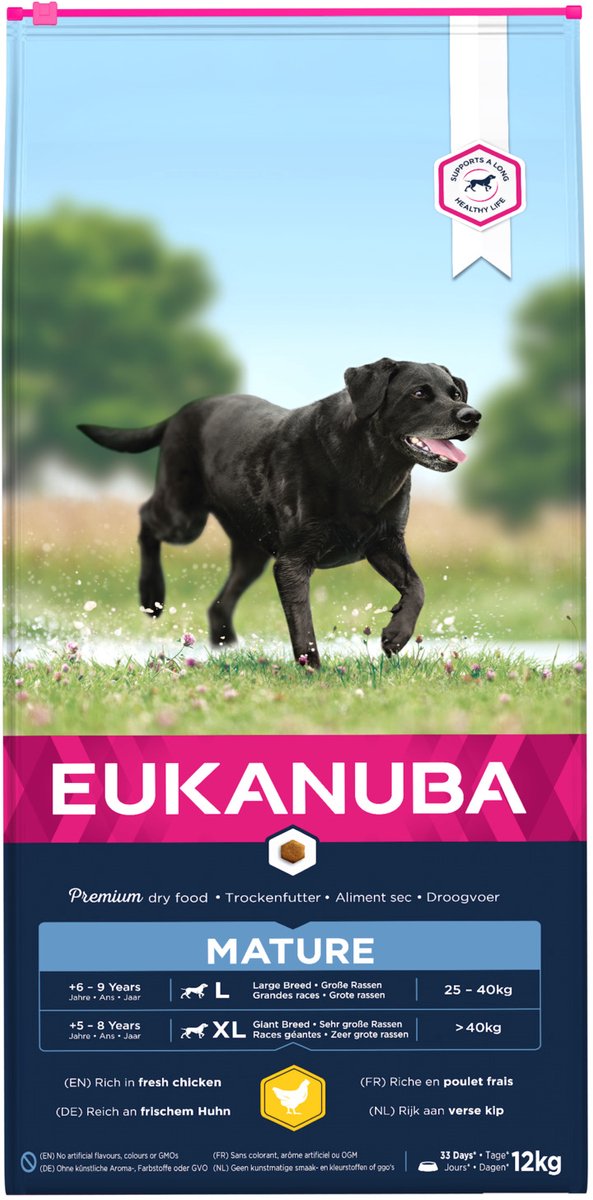 Eukanuba chien mature senior - grande race - poulet - nourriture pour chien - 12 kg