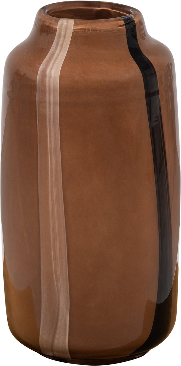 Vase Selena Woood à décor de rayures - verre - marron - 35x18x18 cm