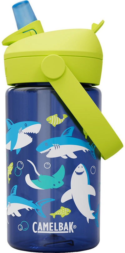 Camelbak thrive flip paille gourde enfants - 400 ml - avec paille - bouteille d'eau - bleu (requins et raies)