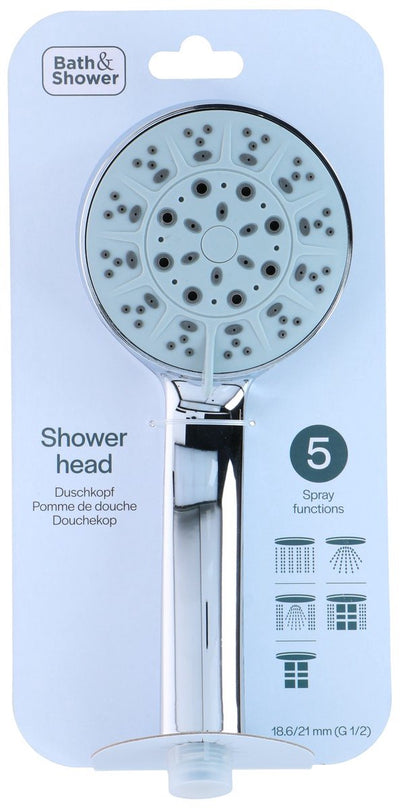 Bain-douche - pomme de douche - 5 réglages de jet - chromé - économie d'eau, confortable
