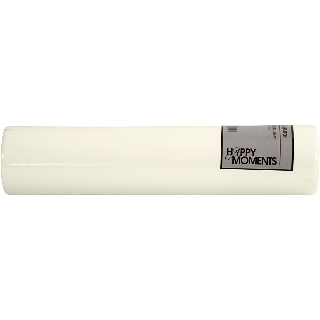 Chemin de table Creativ company en imitation tissu, l: 35 cm, 70 g, crème, 10 m 1 rouleau