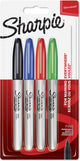 Marqueurs permanents Sharpie | point fin | encre noire, bleue, rouge et verte | 4 pièces