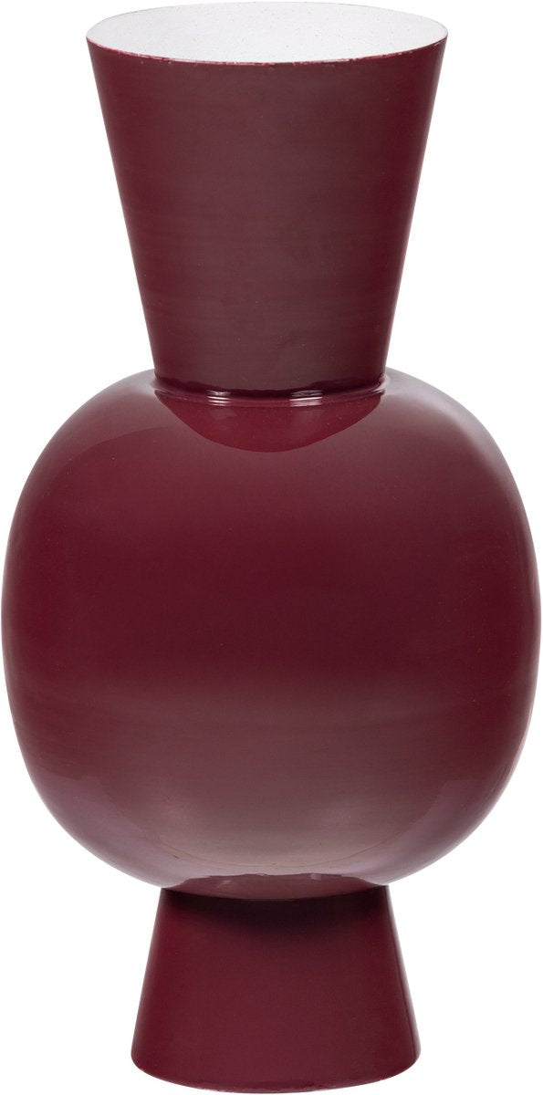 Vase Woood auri 20 cm - métal - rouge vin brillant - 38x20x20
