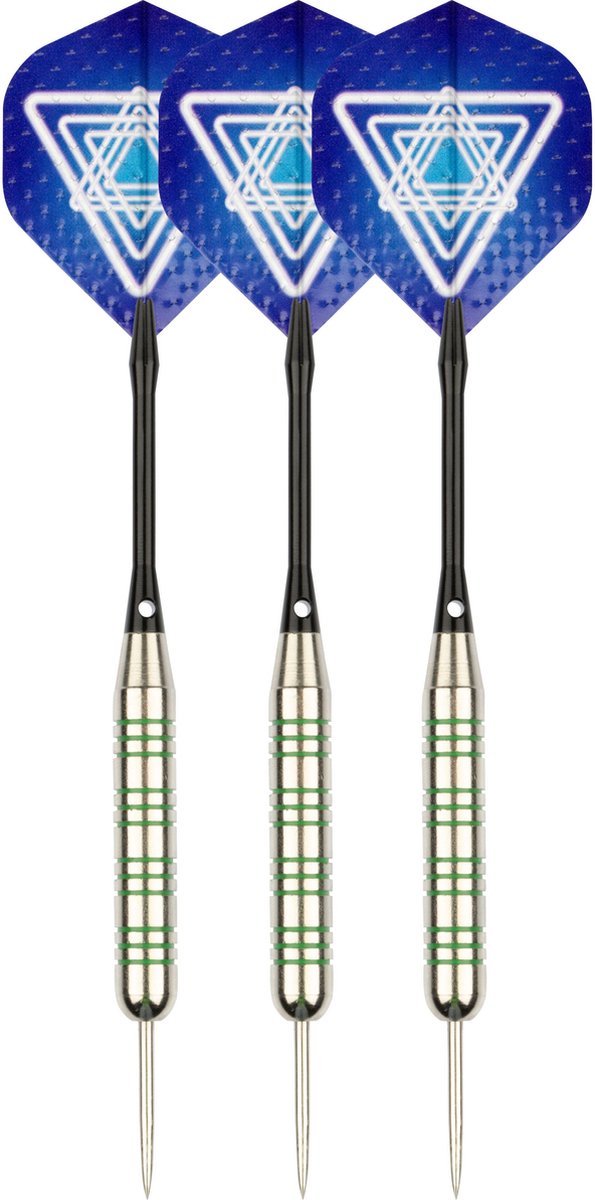 Set complet de fléchettes Faver - axes de rechange - argent nickelé - métallique - bleu - 23 grammes