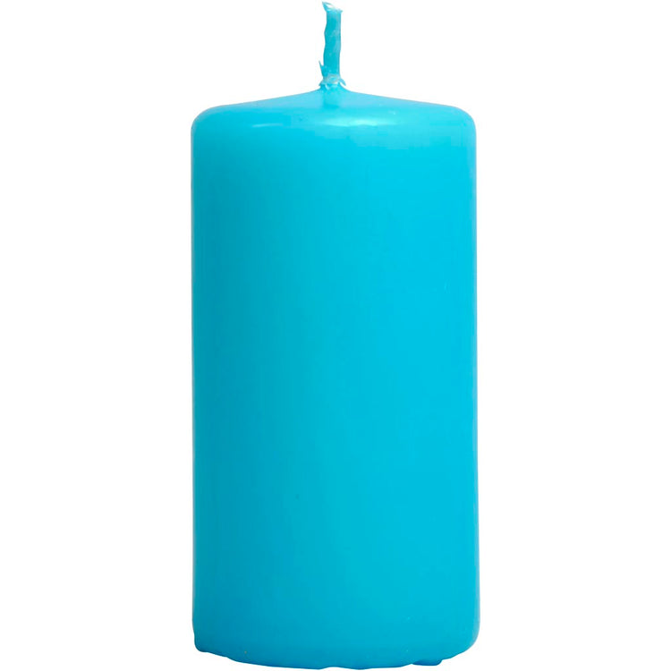 Bougies Creativ company, h : 100 mm, d 50 mm, bleu clair, 6 pièces 1 boîte