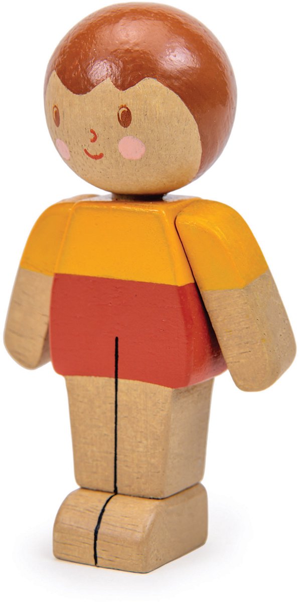 Garçon de poupée de maison de poupée à feuilles tendres - jouets en bois de la famille caramel.