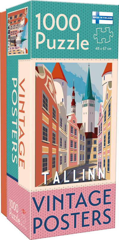 Tactic Vintage Tallinn – Puzzle – 1000 pièces – Ville baltique historique au style rétro – Design épuré et apaisant – Haute qualité scandinave