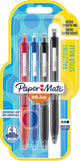 Stylos à bille Paper Mate Inkjoy 300rt avec bouton poussoir | pointe moyenne (1,0 mm) | noir, bleu et rouge | 4 pièces
