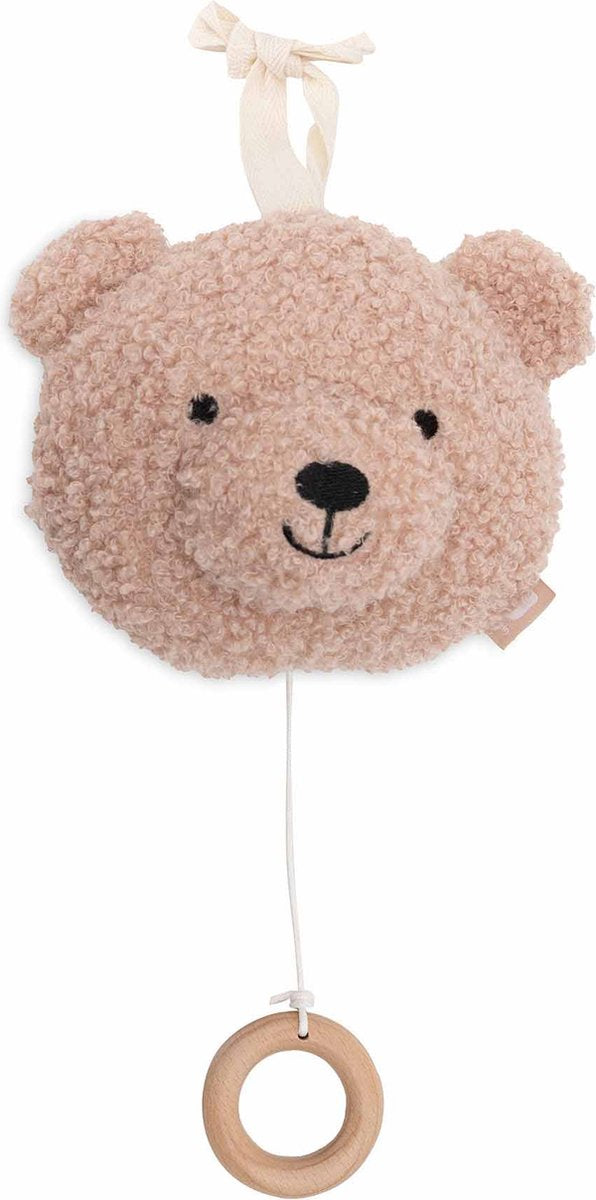 Jollein - pendentif musical pour bébé - ours en peluche rose sauvage