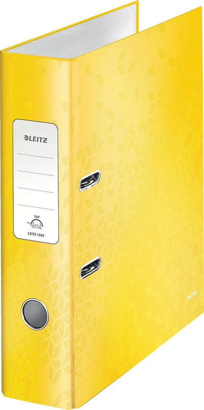 Classeur résistant Leitz wow 180° - capacité de 600 feuilles A4 - largeur de dos de 80 mm - jaune