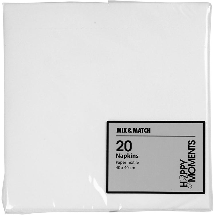 Serviettes Creativ company, format 40x40 cm, 60 gr, blanches, 20 pièces 1 boîte