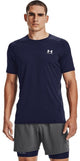 Chemise de sport Under Armour UA HG Armour Fitted SS-Blu pour hommes - Midnight Navy - Blanc