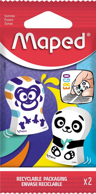 Maped office maped gomme ergo fun | blister de 2 pièces