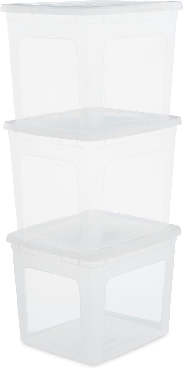 Boîte de rangement Iris clearbox - 30l - plastique - transparent - lot de 3