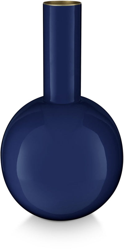 Vase Pip studio - vase à fleurs en métal - bleu foncé - 15x26cm