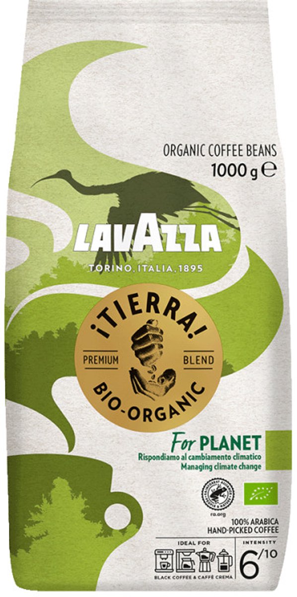Café en grains Lavazza tierra for planet - grains de café 100% arabica bio - intensité 6 10 - 1 kg - nl-bio-01