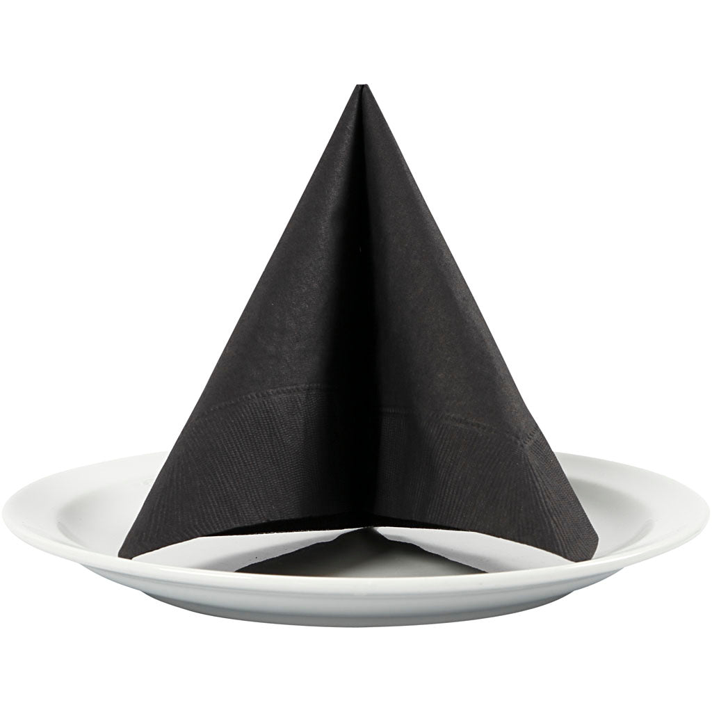 Serviettes Creativ company, taille 33x33 cm, noires, 20 pièces, 1 boîte
